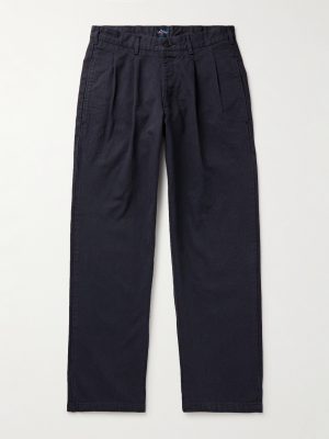 Straight-Leg Pleated Herringbone Cotton Trousers Straight-Leg Pleated Herringbone Cotton Trousers