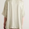 Camp-Collar Logo-Embroidered Striped Georgette Western Shirt - BK