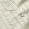 Camp-Collar Logo-Embroidered Striped Georgette Western Shirt - CU