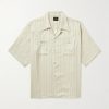 Camp-Collar Logo-Embroidered Striped Georgette Western Shirt