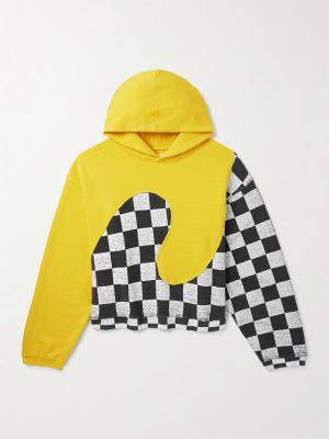Panelled Checkerboard Cotton-Jersey Hoodie Panelled Checkerboard Cotton-Jersey Hoodie