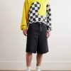 Panelled Checkerboard Cotton-Jersey Hoodie - OU Panelled Checkerboard Cotton-Jersey Hoodie - OU