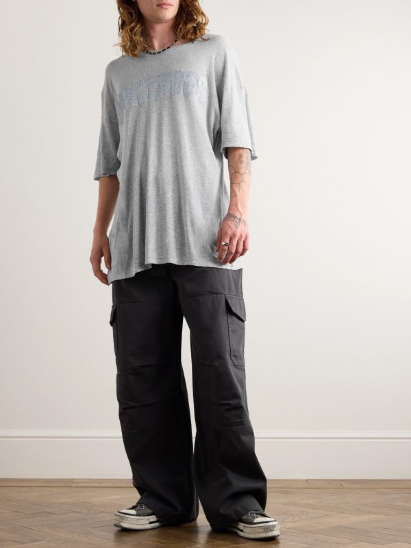 Distressed Printed Cotton-Jersey T-Shirt - OU Distressed Printed Cotton-Jersey T-Shirt - OU