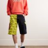 Straight-Leg Distressed Printed Cotton-Canvas Cargo Shorts - OU Straight-Leg Distressed Printed Cotton-Canvas Cargo Shorts - OU