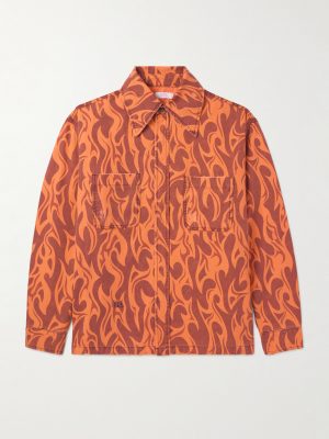 Logo-Embroidered Distressed Printed Cotton-Canvas Jacket Logo-Embroidered Distressed Printed Cotton-Canvas Jacket