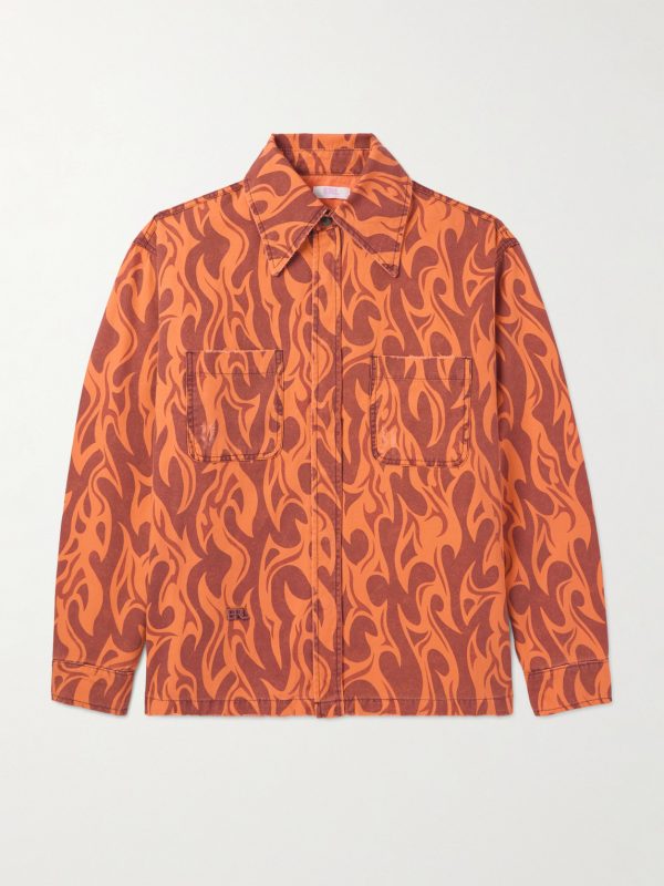 Logo-Embroidered Distressed Printed Cotton-Canvas Jacket Logo-Embroidered Distressed Printed Cotton-Canvas Jacket