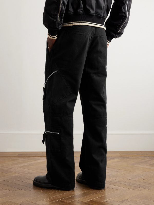 Wide-Leg Zip-Detailed Cotton-Canvas Cargo Trousers - BK Wide-Leg Zip-Detailed Cotton-Canvas Cargo Trousers - BK