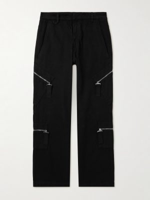 Wide-Leg Zip-Detailed Cotton-Canvas Cargo Trousers