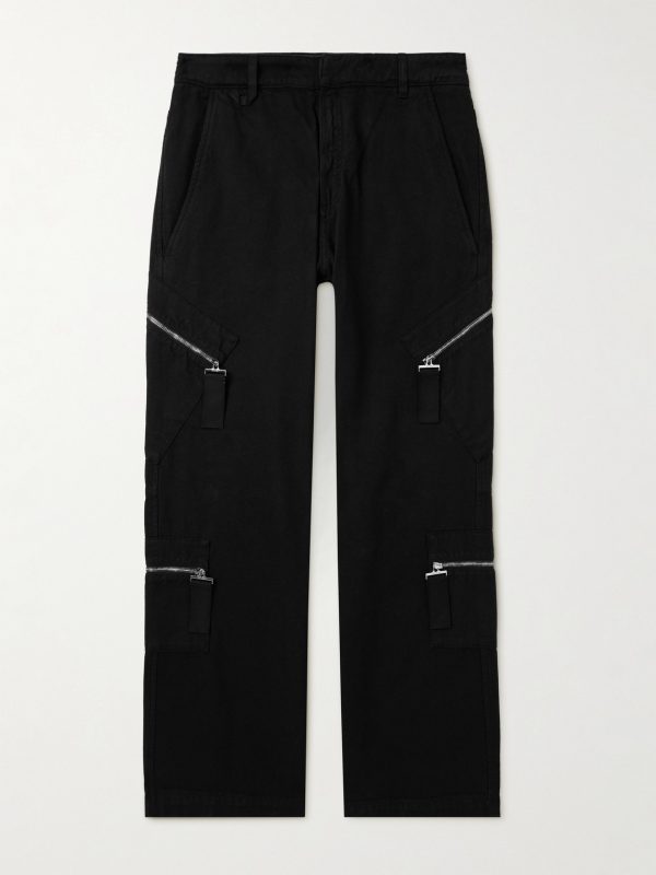 Wide-Leg Zip-Detailed Cotton-Canvas Cargo Trousers Wide-Leg Zip-Detailed Cotton-Canvas Cargo Trousers