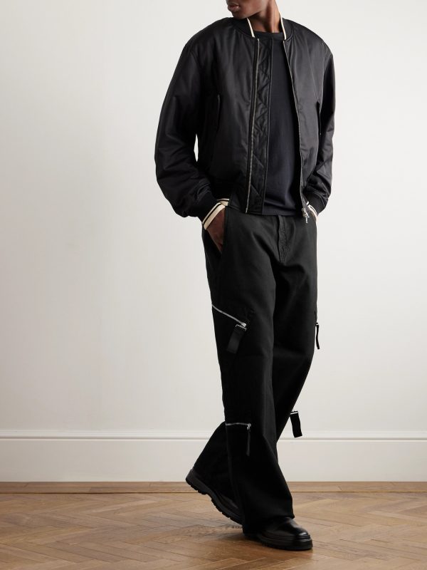 Wide-Leg Zip-Detailed Cotton-Canvas Cargo Trousers - OU Wide-Leg Zip-Detailed Cotton-Canvas Cargo Trousers - OU