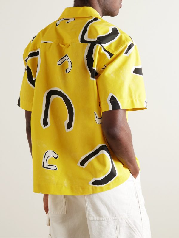 Jean Camp-Collar Printed Cotton Shirt - BK Jean Camp-Collar Printed Cotton Shirt - BK