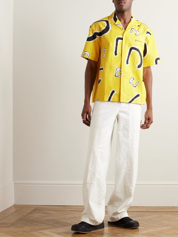 Jean Camp-Collar Printed Cotton Shirt - OU Jean Camp-Collar Printed Cotton Shirt - OU
