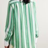 Cadence Grandad-Collar Poplin-Trimmed Striped Woven Shirt - BK Cadence Grandad-Collar Poplin-Trimmed Striped Woven Shirt - BK