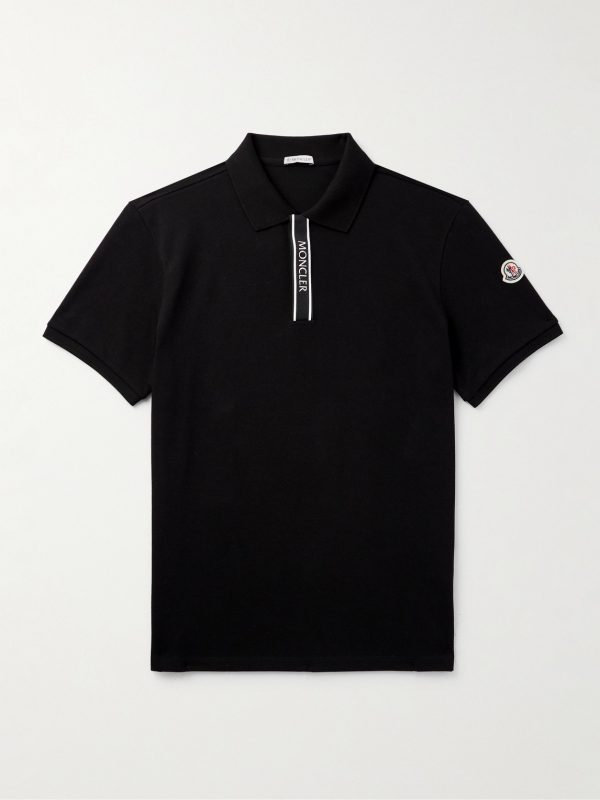 Logo-Appliquéd Grosgrain-Trimmed Cotton-Piqué Polo Shirt Logo-Appliquéd Grosgrain-Trimmed Cotton-Piqué Polo Shirt