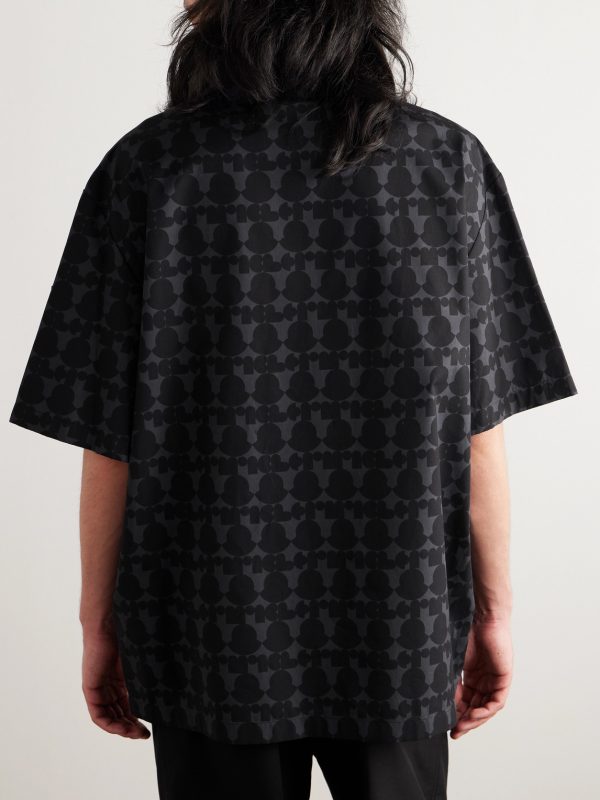 Camp-Collar Logo-Print Cotton-Poplin Shirt - BK Camp-Collar Logo-Print Cotton-Poplin Shirt - BK