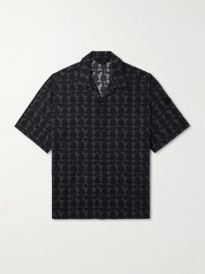 Camp-Collar Logo-Print Cotton-Poplin Shirt