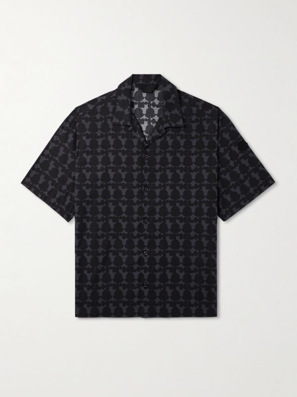 Camp-Collar Logo-Print Cotton-Poplin Shirt Camp-Collar Logo-Print Cotton-Poplin Shirt