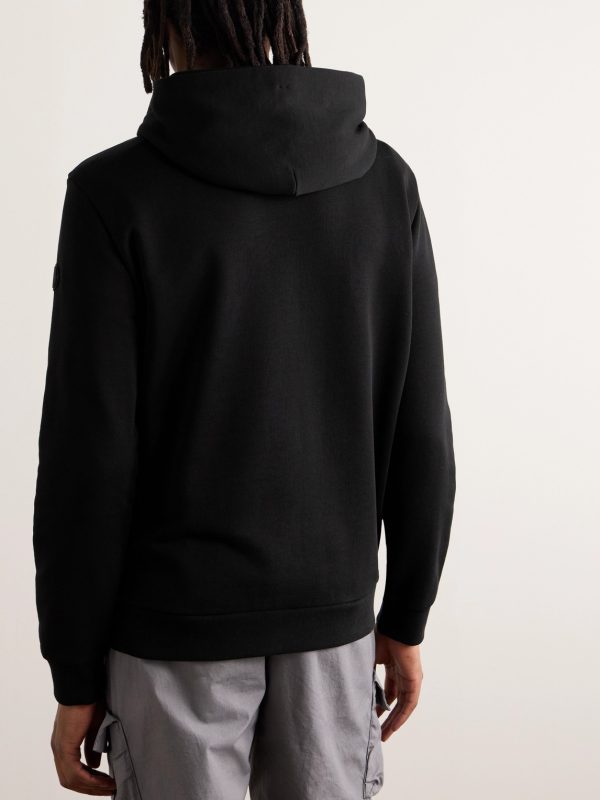 Logo-Appliquéd Printed Cotton-Jersey Hoodie - BK