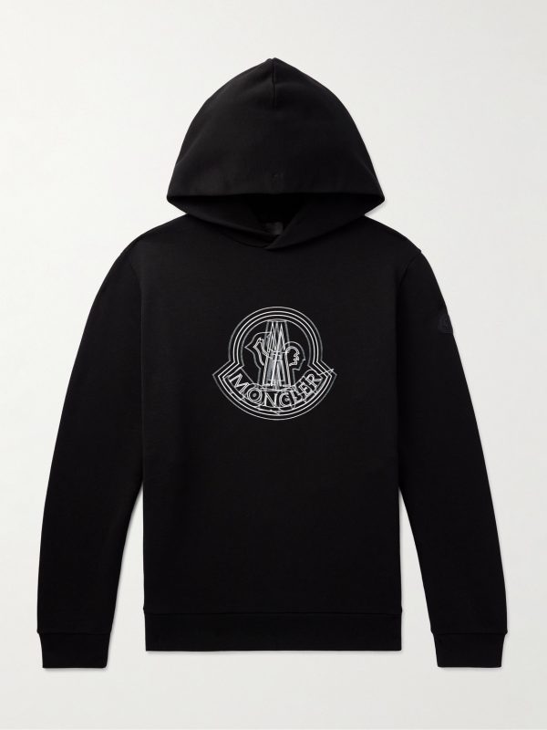 Logo-Appliquéd Printed Cotton-Jersey Hoodie