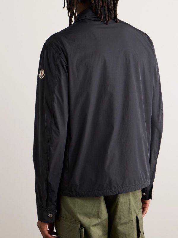 Logo-Appliquéd Grosgrain-Trimmed Shell Overshirt - BK Logo-Appliquéd Grosgrain-Trimmed Shell Overshirt - BK