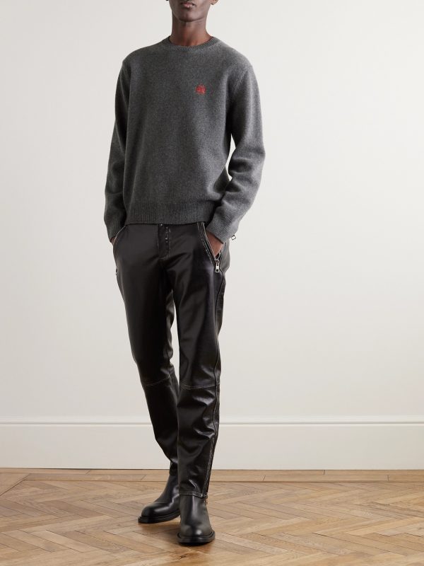 Anagram Logo-Embroidered Wool Sweater - OU Anagram Logo-Embroidered Wool Sweater - OU