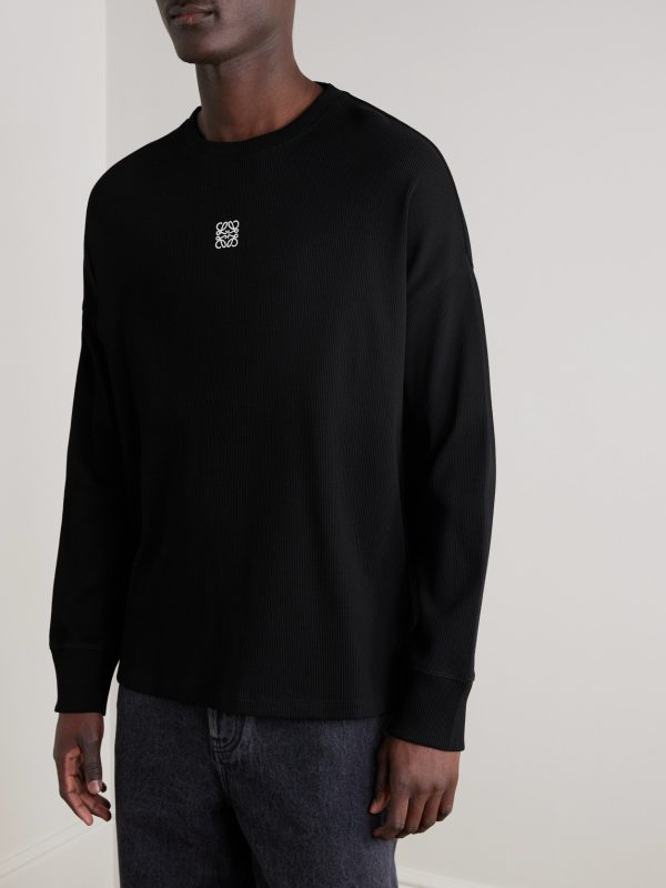 Oversized Logo-Embroidered Ribbed Cotton T-Shirt - FR