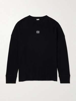 Oversized Logo-Embroidered Ribbed Cotton T-Shirt Oversized Logo-Embroidered Ribbed Cotton T-Shirt