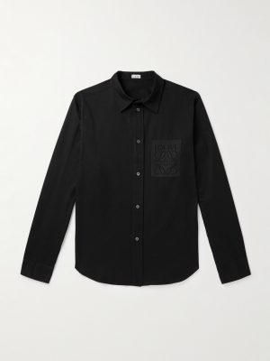 Logo-Embroidered Cotton-Poplin Shirt