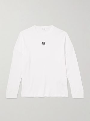 Oversized Logo-Embroidered Ribbed Cotton T-Shirt Oversized Logo-Embroidered Ribbed Cotton T-Shirt