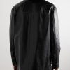Logo-Embossed Distressed Leather Jacket - BK