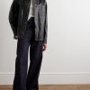 Logo-Embossed Distressed Leather Jacket - OU