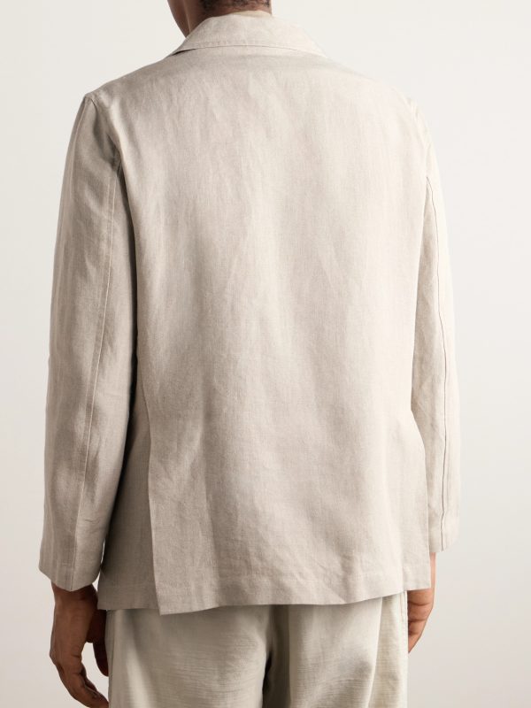 Essential Unstructured Washed Belgian Linen Suit Jacket - BK Essential Unstructured Washed Belgian Linen Suit Jacket - BK