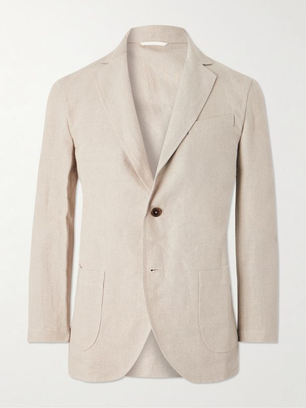Essential Unstructured Washed Belgian Linen Suit Jacket Essential Unstructured Washed Belgian Linen Suit Jacket