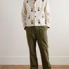 Corduroy-Trimmed Embroidered Cotton-Twill Jacket - OU Corduroy-Trimmed Embroidered Cotton-Twill Jacket - OU