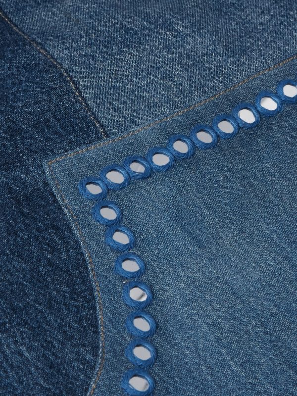 Straight-Leg Patchwork Embellished Upcycled Jeans - E1