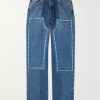 Straight-Leg Patchwork Embellished Upcycled Jeans