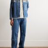 Straight-Leg Patchwork Embellished Upcycled Jeans - OU