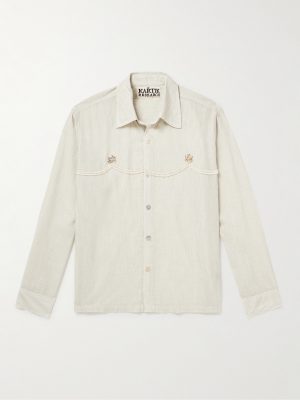 Embellished Striped Cotton Shirt