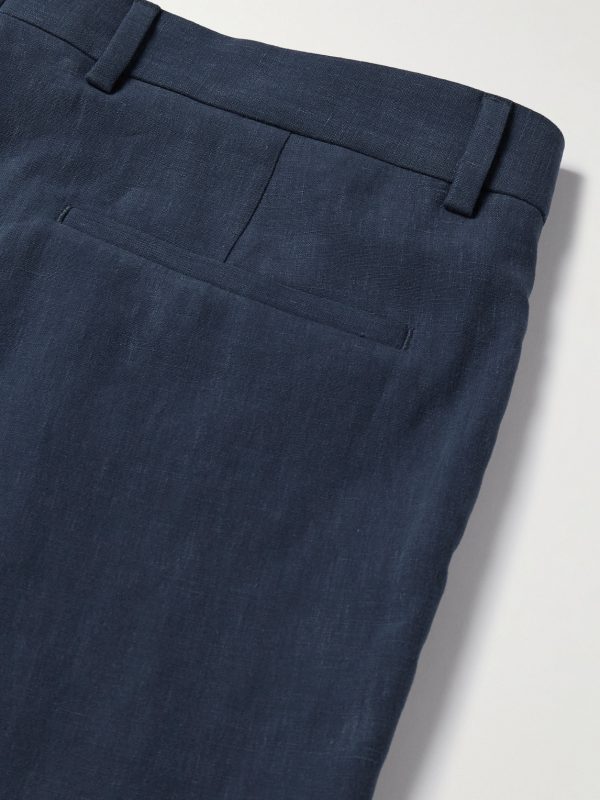 Slim-Fit Pleated Linen Trousers - CU