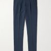 Slim-Fit Pleated Linen Trousers