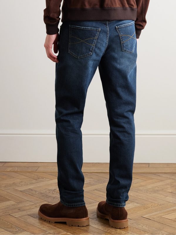 Slim-Fit Straight-Leg Logo-Embroidered Jeans - BK