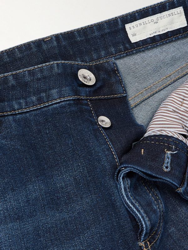 Slim-Fit Straight-Leg Logo-Embroidered Jeans - E1