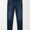 Slim-Fit Straight-Leg Logo-Embroidered Jeans