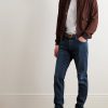 Slim-Fit Straight-Leg Logo-Embroidered Jeans - OU