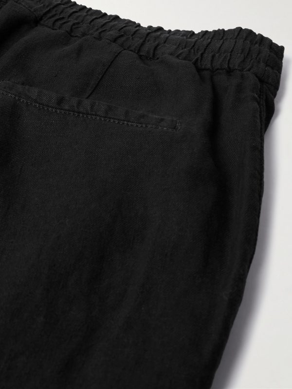 Straight-Leg Pleated Linen-Twill Drawstring Trousers - CU Straight-Leg Pleated Linen-Twill Drawstring Trousers - CU