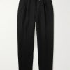 Straight-Leg Pleated Linen-Twill Drawstring Trousers Straight-Leg Pleated Linen-Twill Drawstring Trousers