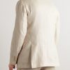 Unstructured Striped Linen, Wool and Silk-Blend Blazer - BK Unstructured Striped Linen, Wool and Silk-Blend Blazer - BK