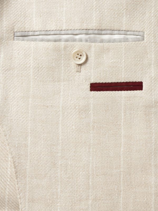 Unstructured Striped Linen, Wool and Silk-Blend Blazer - E2 Unstructured Striped Linen, Wool and Silk-Blend Blazer - E2