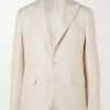 Unstructured Striped Linen, Wool and Silk-Blend Blazer Unstructured Striped Linen, Wool and Silk-Blend Blazer