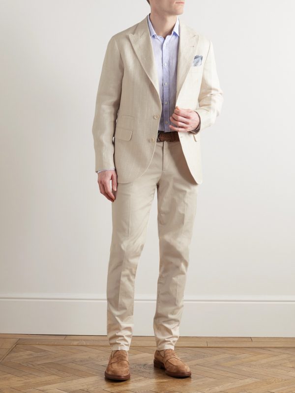 Unstructured Striped Linen, Wool and Silk-Blend Blazer - OU Unstructured Striped Linen, Wool and Silk-Blend Blazer - OU